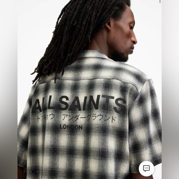 Mens All Saints Underground Relaxed Check Logo Shirt Small - Picture 2 of 11
